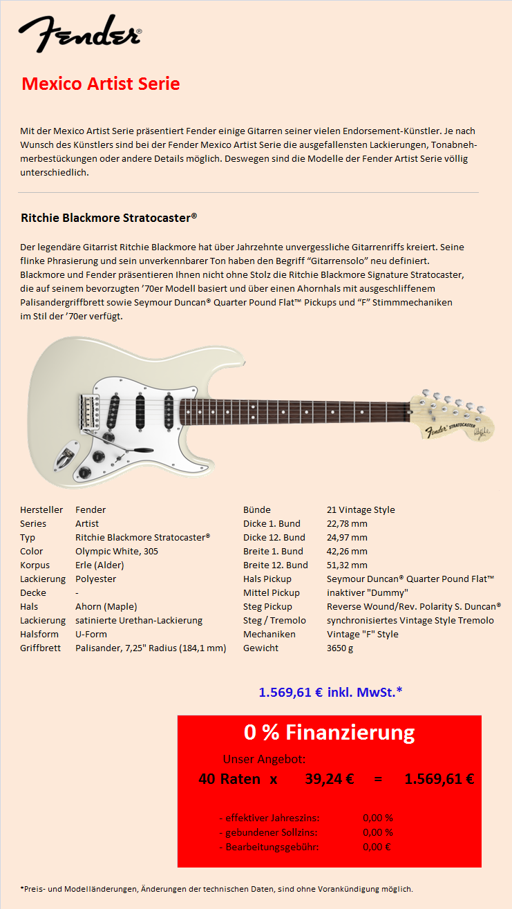 Ritchie Blackmore Stratocaster®